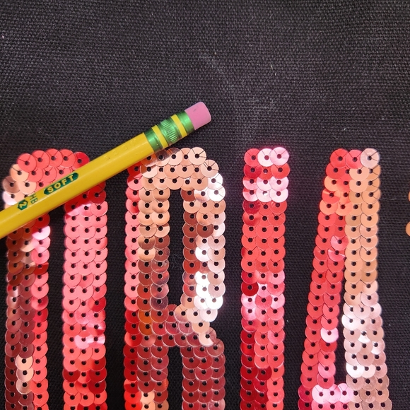Victoria's Secret Logo Sequin Tote Bag Black Canvas Red Pink Large - Picture 14 of 14